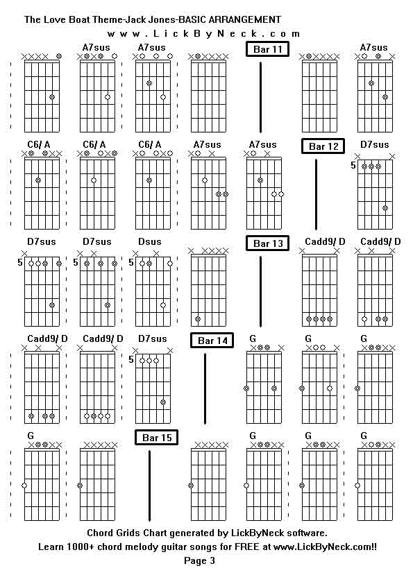 Chord Grids Chart of chord melody fingerstyle guitar song-The Love Boat Theme-Jack Jones-BASIC ARRANGEMENT,generated by LickByNeck software.